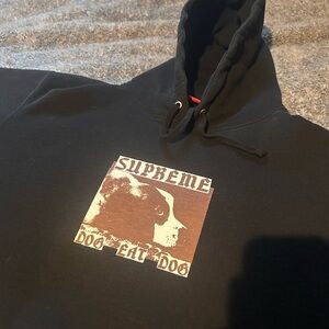 Supreme Black Graphic “Dog Eat Dog” Hoodie